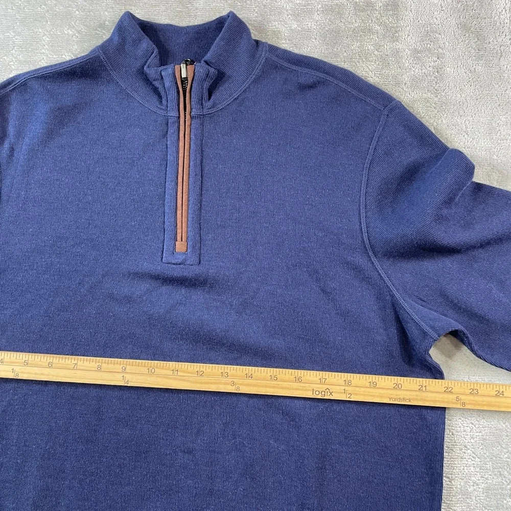 Cremieux Reversible Quarter Zip Pullover Mens Medium Blue Elbow Patches Office